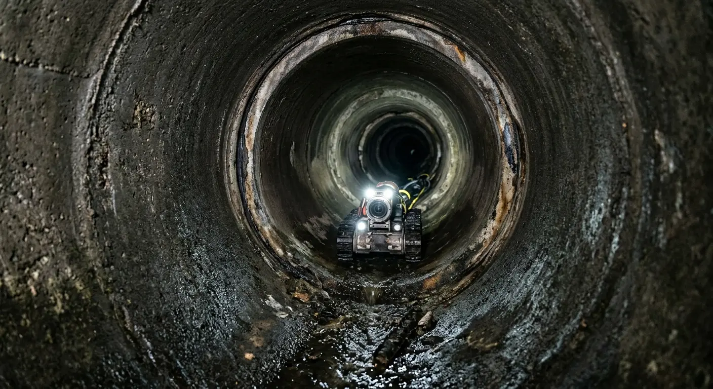 Robotic sewer camera inspecting pipe interior for Sewer Line Repair in Osceola